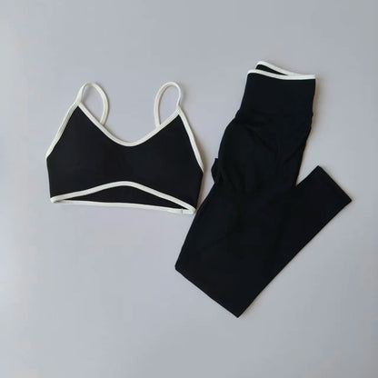 Seamless 2PCS Legging Sets Women's Strappy Sports Bras and Leggings High Waist Fitness Sculpt Leggings Running Pants Gym Suits