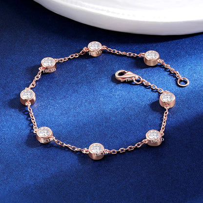 4MM 2.4cttw Black Moissanite Bracelet For Women GRA Certified S925 Silver Round Bubbles Diamond Bezel Tennis Chain Jewelry