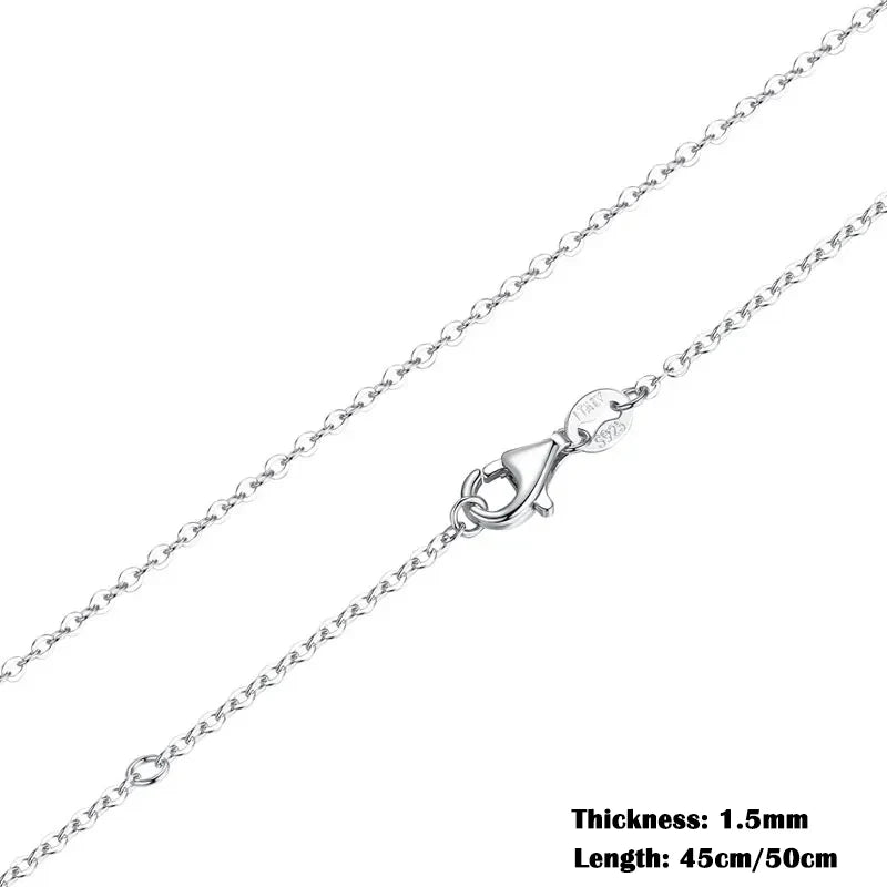 Classic Basic O-chain Solid 925 Sterling Silver Lobster Clasp Adjustable Necklace Box Cable Chain DIY Jewelry for Women