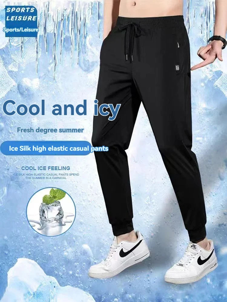 New High-quality Ice Silk Casual Comprehensive Training Pants Two-piece Summer Men's Sweat Absorbing Quick Drying Leggings