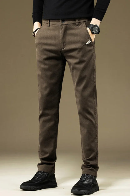 Men's Pants Casual Cotton Solid Color Spring Autumn Straight Business Work Pants High Quality Fashion Black Grey Trousers