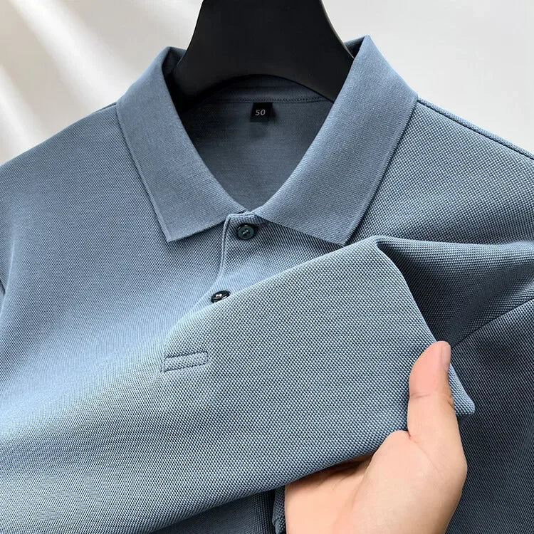 100% Cotton Polo Shirt, Four Seasons Universal  Leisure Long Sleeve, Breathable Lapels T-shirt, Perfect for Golf Sports Durable