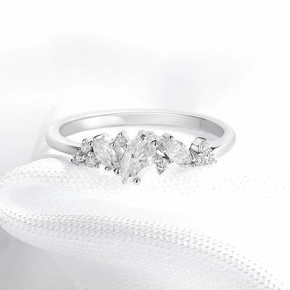 0.58cttw Marquise Cut Weeding Moissanite Rings for Women Double Halo High Quality 925 Sterling Silver Half Eternity Band