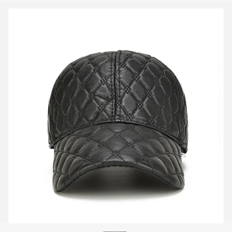 2026 Spring Genuine Sheepskin Leather 55-61CM Black Baseball Caps For Man Casual Street Gf Gorras Dad Hat
