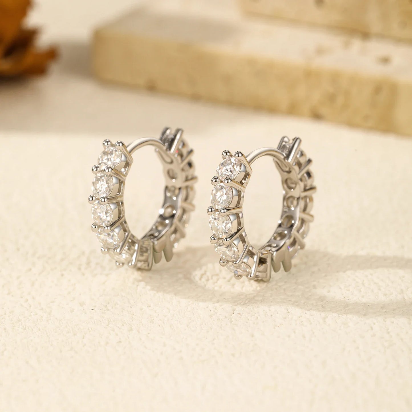 D Color Sparkling Moissanite Ear Buckles Lab Diamond 925 Sterling Silver Luxury Hoop Earrings for Women Jewelry Gifts