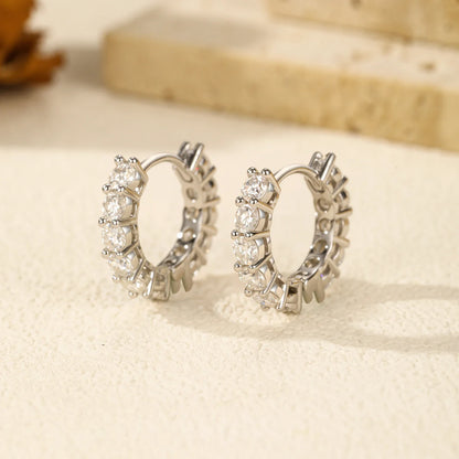 D Color Sparkling Moissanite Ear Buckles Lab Diamond 925 Sterling Silver Luxury Hoop Earrings for Women Jewelry Gifts