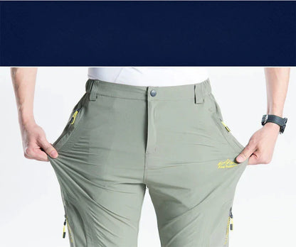 Summer Quick Dry Hiking Pants Men Stretch Waterproof Tactical Pants Zipper Pockets Trousers Lightweight Fishing Pants