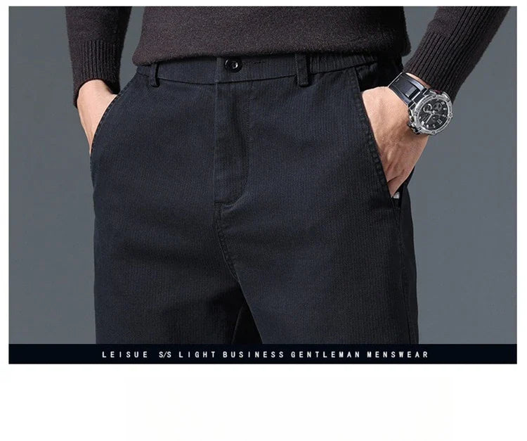 2025 Autumn New Casual Pants Men's Fashion Slim Fit Thick Straight Pants Soft Cotton Retro Style Streetwear Trousers Clothing