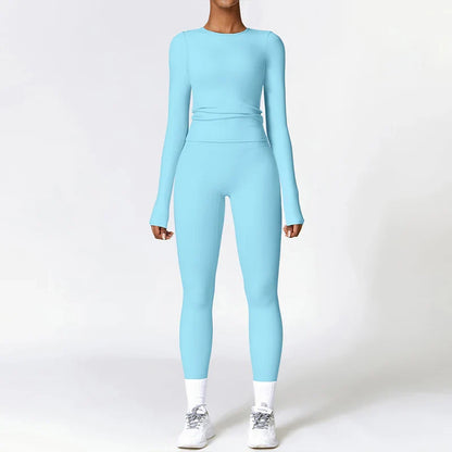 2Pcs Sets Gym Clothes Sports Outfit Suit Women Outdoors Workout Tights Set Yoga Wear Female Running Training T-Shirt