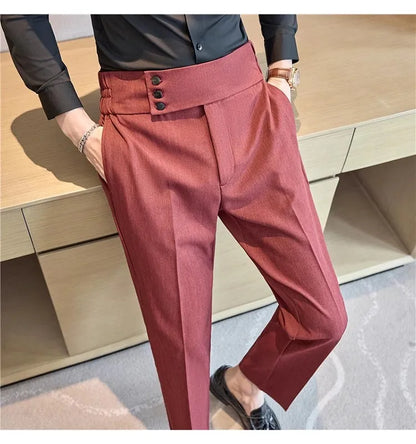 Men Summer Boutique Suits Pants Male Formal Wear Trousers Quality Men British Style Ice Silk Fabric Business Casual Suit Pants