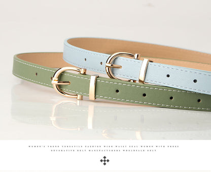 2023 Women Belts New PU Leather Simple Metal Buckle Belt Girls Dress Jean Pants Waistband Belts for Lady Luxury Designer Brand