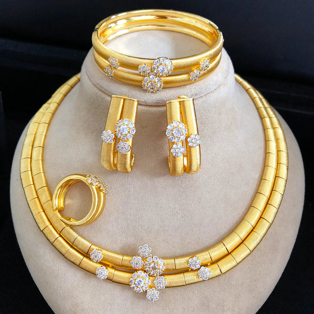 Simple Multicolor African Jewelry Sets for Women Wedding Luxury Naija Jewelry Set Cubic Zirconia Dubai Bridal Jewelry Sets