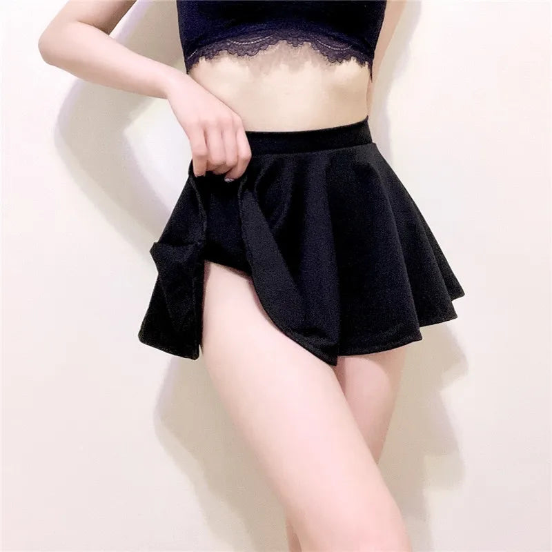 Women High Waist Wrap Hips Sexy A Line Pleated Short Mini Skirts for Woman Girls Cosplay Christmas Street Wear Black White Red