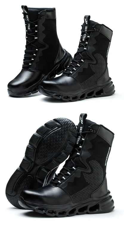 Indestructible Work Boots Men Steel Toe Shoes  High-Top Boots Anti Puncture Non Slip Work Shoes Wear-resisting Safety Shoes