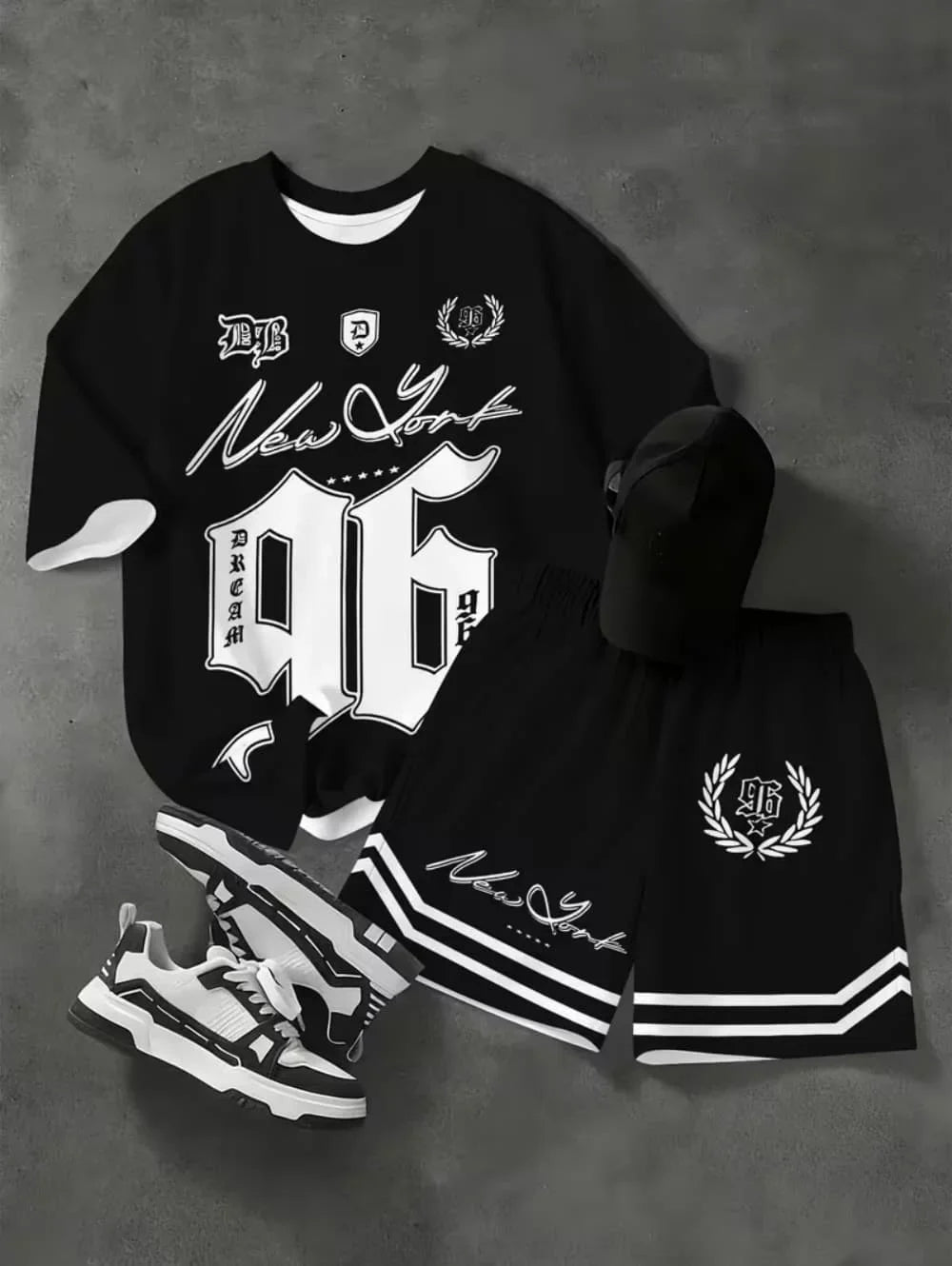Fashiona Number Digital Printed Jersey Boy Short Sleeve Loose Fit Shorts and T-Shirt Set Sporty Outdoor Quick Drying 2pc Boy Set