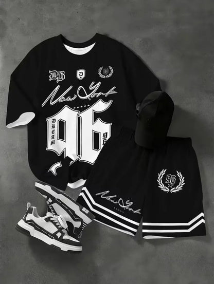 Fashiona Number Digital Printed Jersey Boy Short Sleeve Loose Fit Shorts and T-Shirt Set Sporty Outdoor Quick Drying 2pc Boy Set