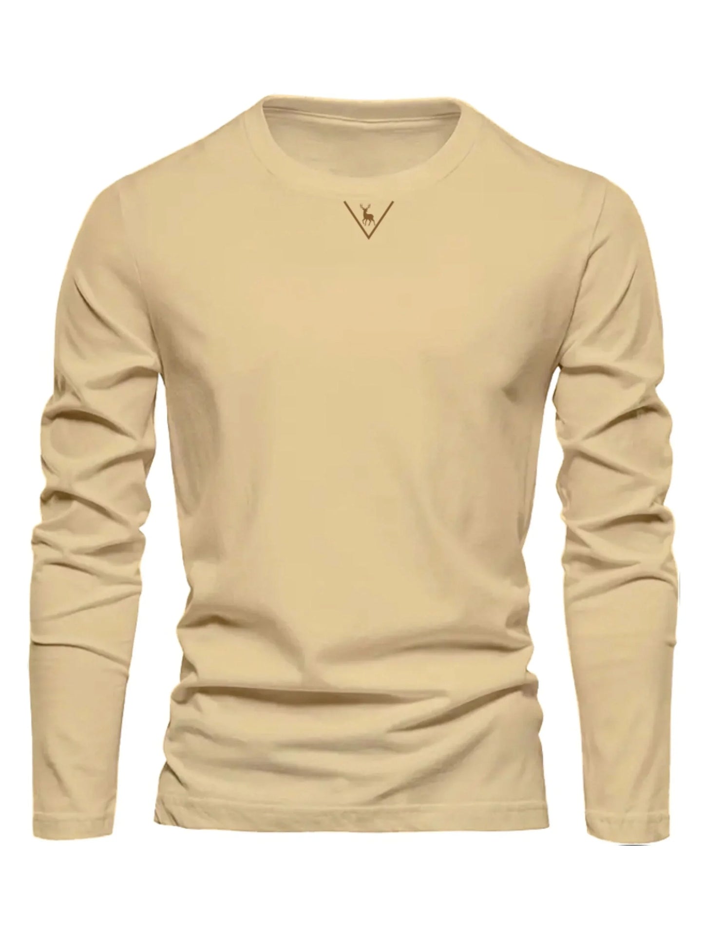 Fashionable California Pattern Print Men's 100% Cotton Loose and Comfortable Sports and Leisure Round Neck Long Sleeve T-shirt
