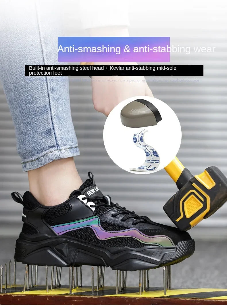 Indestructible Steel Toe Safety Shoes Lightweight Breathable Anti Smashing Puncture Proof Work Boots Protective Sneakers for Men