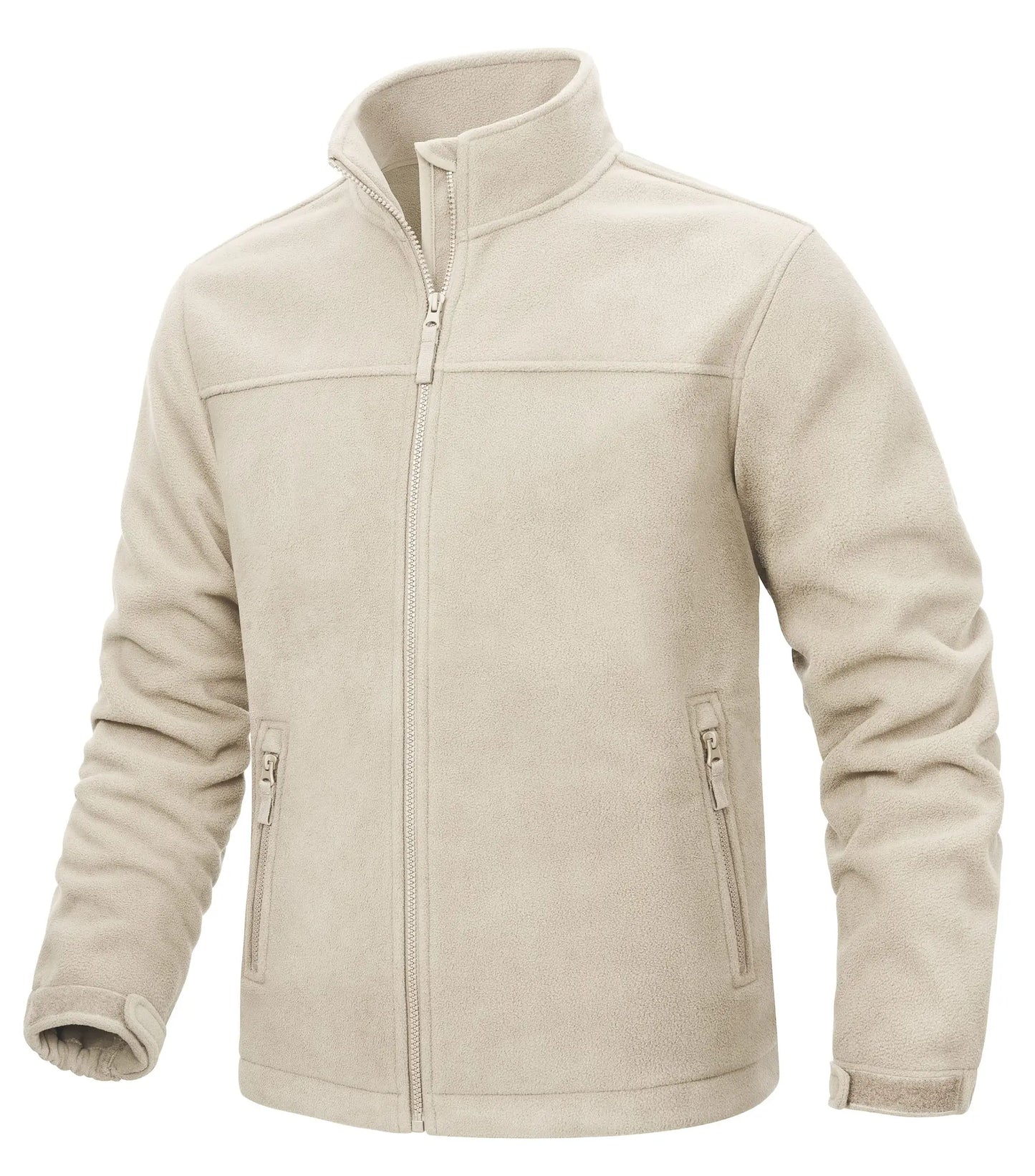 Winter Fleece Jackets Mens Full Zip Stand Up Work Jacket Coats Zipper Pockets Hiking Jacket Outdoor Windbreaker