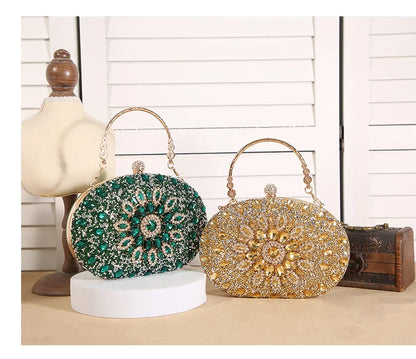 Cross-border explosive sunflower dinner bag Fashion banquet clutch bag Dress evening bag Diamond set bag European and American p