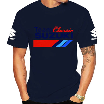 Men's Summer Classic T-Shirt - 100% Cotton Motorcycle Style Comfortable and Breathable Short Sleeve