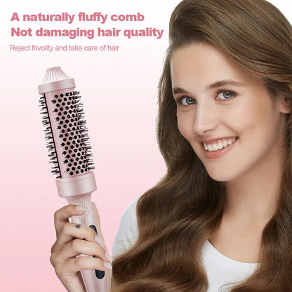 TINSOL Negative Ion Curling Iron 38mm Hot Air Brush, Dual-use for Curling and Straightening, Heated Styling Comb