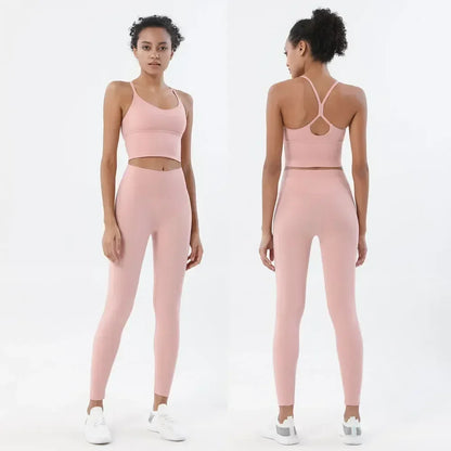 Women's Naked Feeling Sports Bra and Leggings Two Piece Set - High Waist Gym Outfits for Female Fitness, Activewear Sports Sets