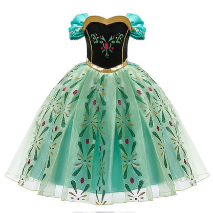 Children Princess Fancy Costume Elsa Party Carnival White Dress Up for Girl Christmas Birthday Cosplay Belle Snowflake Vestidoes