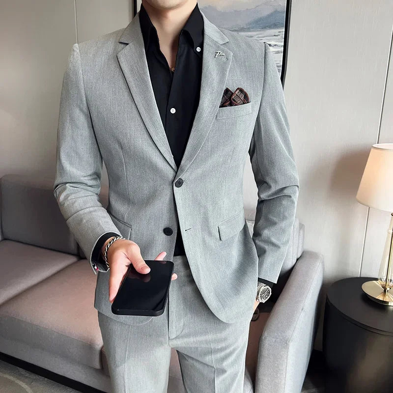 Terno Masculino Casual de Escritório Noivo Casamento Blazer Calça Social