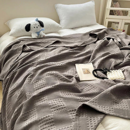 Cotton Throw Blanket Soft Breathable Waffle Blanket for Twin Queen King Bed Decorative Plaid Sofa Blankets Summer Throws