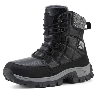 New Warm Plush Men's Snow Boots Lace Up High Top Men's Boots Waterproof Winter Ankle Boots Outdoor Anti-Slip Men Hiking Boots