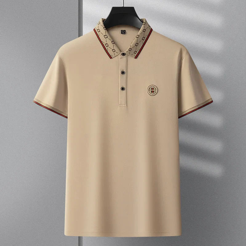 2025 New Summer Men's Business Leisure High end Fashion Boutique Embroidery Original Design Top Short sleeved Polo Shirt