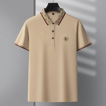 2025 New Summer Men's Business Leisure High end Fashion Boutique Embroidery Original Design Top Short sleeved Polo Shirt