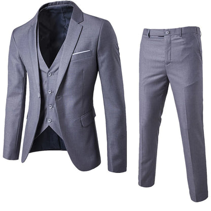 Men's 3 Piece Suit Notch Lapel Business Casual Wedding Groom Formal Wear Summer