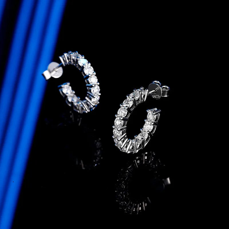 2.6cttw D Color Certified Moissanite Hoop Earrings for Women Sparkling Full Diamond Sterling Silver 925 Jewelry Wholesale