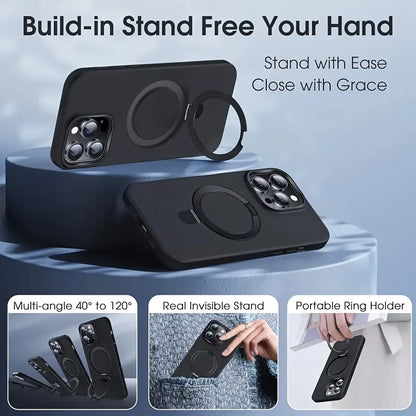 Magnetic Holder Armor Shockproof Wireless Charging Phone Case for iPhone 17 16 15 14 13 12 11 Pro Max 17 Air Cases Cover