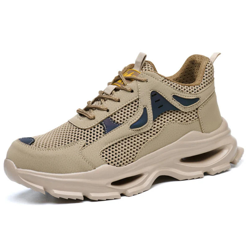 Summer Safety Shoes Anti-puncture Khaki Lightweight Breathable Men's Safety boots Durable Impact Resistant Work Sneaker