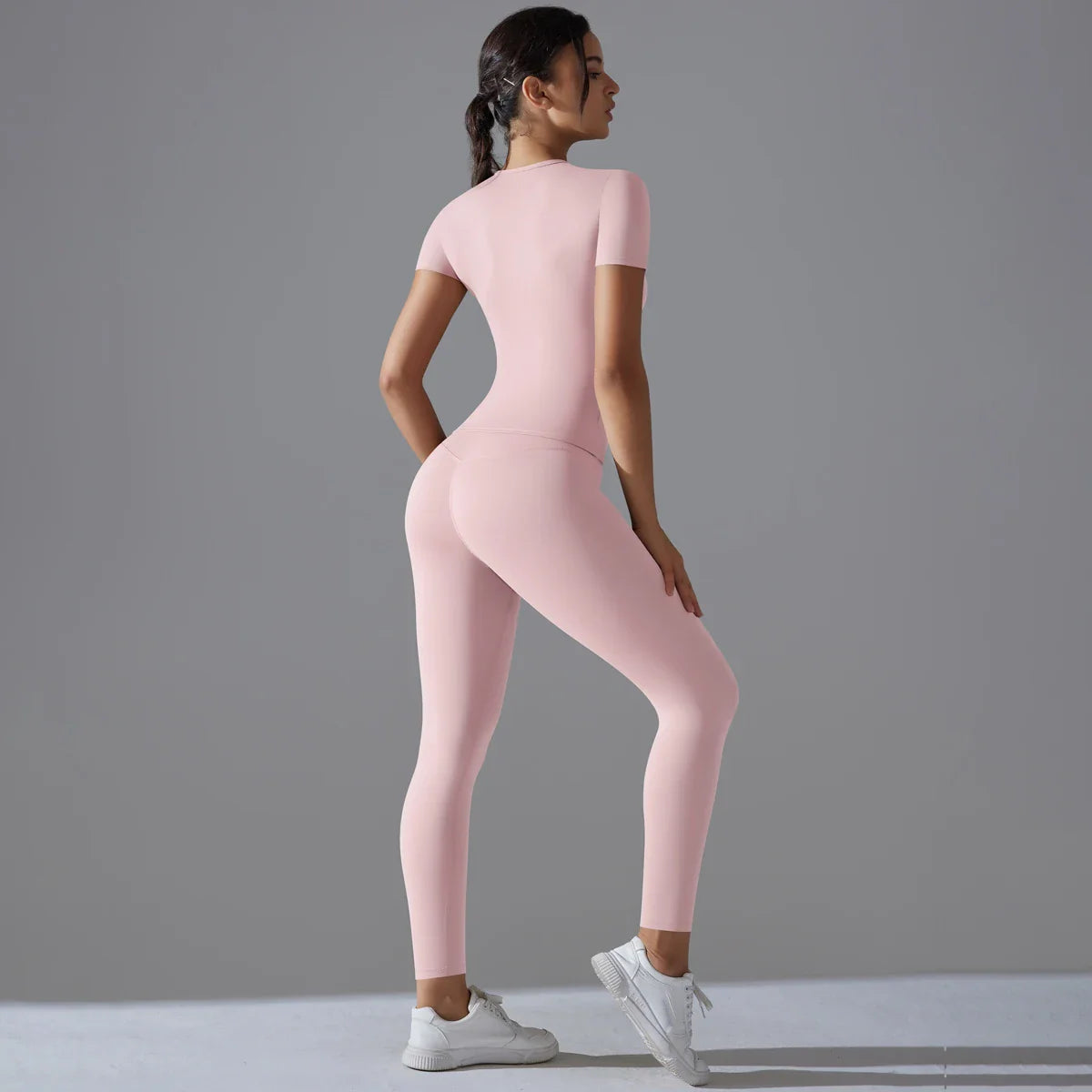 Quick-Drying Gym Leggings Set Yoga Suit Sports Set Sleeve Breathable Stretchy GYM Yoga Slim Fitness Active Top Tight Yoga Pant