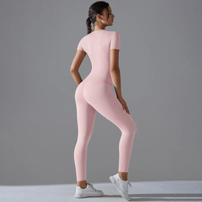Quick-Drying Gym Leggings Set Yoga Suit Sports Set Sleeve Breathable Stretchy GYM Yoga Slim Fitness Active Top Tight Yoga Pant