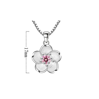 925 Sterling Silver Pink Purple Peach Blossom Necklaces For Women Luxury Designer Jewelry Accessories Wholesale Jewellery