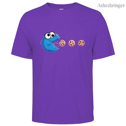 Mens Cotton Funny NomNom-Cookie Adventure Graphic T Shirt on Unisex Street Casual Style Tee for Men and Women