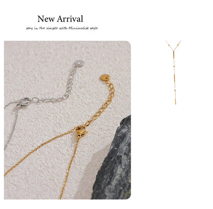 Yhpup Thin Chic 316L Stainless Steel Long Chain Exquisite Necklace for Women Waterproof Daily Jewelry Bijoux Gift