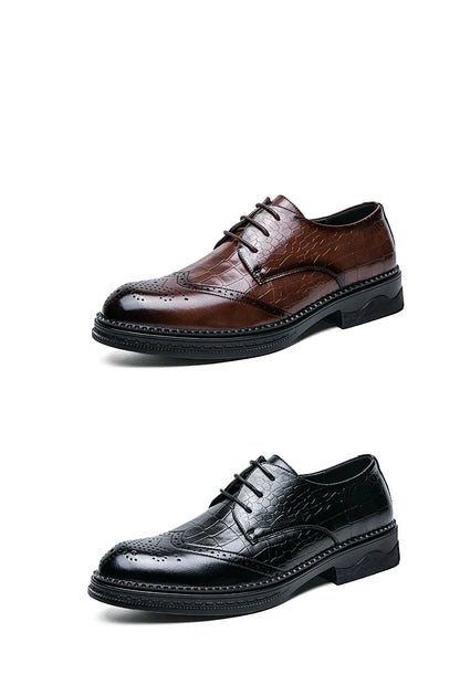 Luxury Men Brogue Dress Shoes Men Suit Casual Shoes Formal Business Leather Shoes Men Brown Wedding Italian Banquet Shoe Size 46