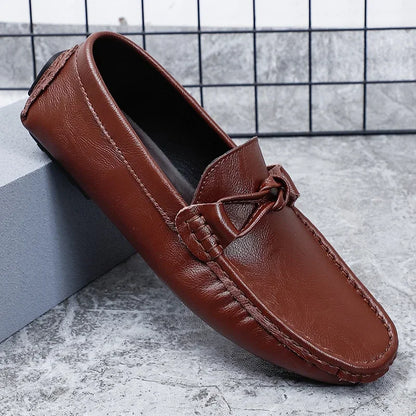 Genuine Leather Men Casual Shoes Black Mens Loafers Fashion Luxury Brand Lightweight Comfortable Slip on Boat Driving Shoes