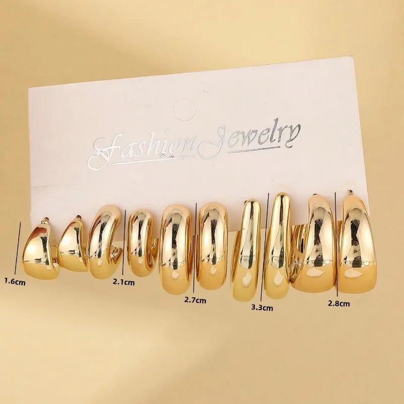 New Fashion, Simplicity, Creativity, Personality, C-shaped Water Drop, C-shaped Bean Women's Earring Set