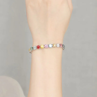 Multicolor Full 3/4/5mm Green Blue Pink Moissanite Tennis Bracelet For Women 925 Silver Pass Diamond Test Link Bracelets