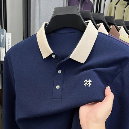 Design Brand Men's Polo Shirt Lapel Exquisite Embroid Long Sleeve Autumn New Breathable T-Shirt Business Leisure Trend Men'swear