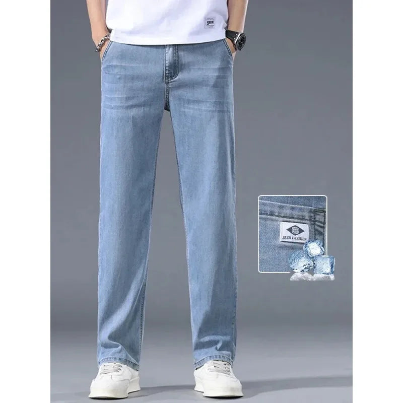 Business Jeans Men's Spring Thin Casual Straight Fashion Loose Brand Pants Comfortable Male Denim Trousers Versatile