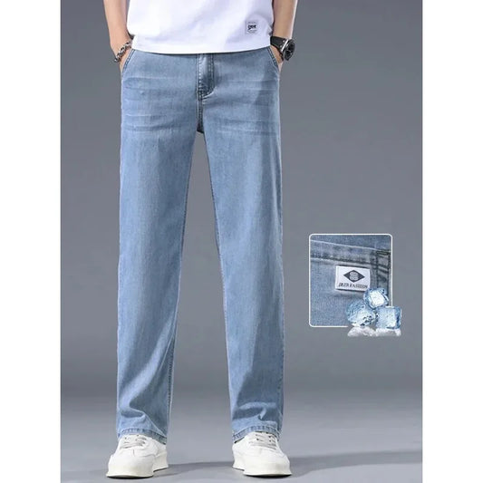 Business Jeans Men's Spring Thin Casual Straight Fashion Loose Brand Pants Comfortable Male Denim Trousers Versatile