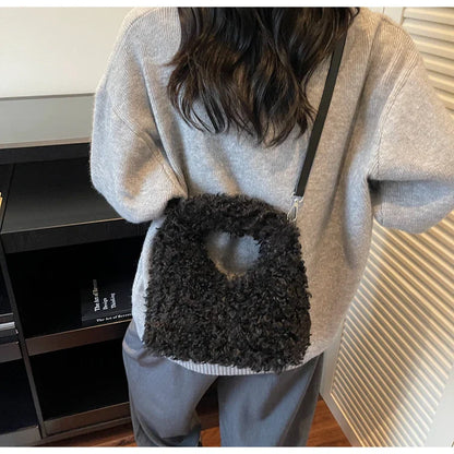 Plush Sweet Shoulder Bags for Women Cute Autumn and Winter 2025 New Versatile Fashion Large Capacity Women's Handbags